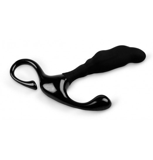 Черный массажер простаты с удобной ручкой-держателем Черный массажер простаты с удобной ручкой-держателем