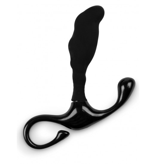 Черный массажер простаты с удобной ручкой-держателем Черный массажер простаты с удобной ручкой-держателем