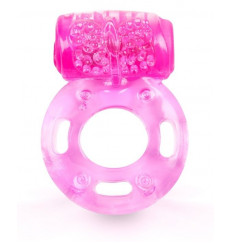 Розовое эрекционное кольцо с вибростимуляцией