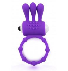 Фиолетовое эрекционное кольцо c вибропулей и усиками