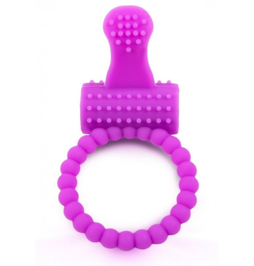 Лиловое эрекционное кольцо с клиторальным отростком