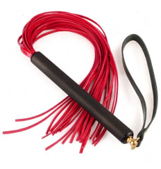 Бордовая лаковая плеть MIX с черной ручкой - 47 см.