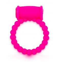 Розовое малоэластичное эрекционное кольцо с вибрацией