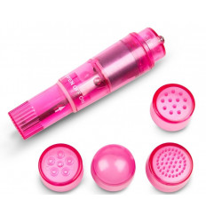 Розовая виброракета с 4 сменными колпачками