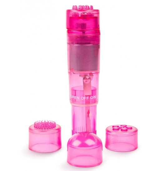 Розовая виброракета с 4 сменными колпачками