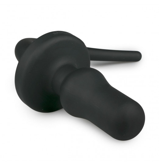 Черная анальная втулка Dog Tail Plug с хвостом