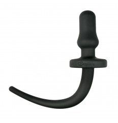 Черная анальная втулка Dog Tail Plug с хвостом