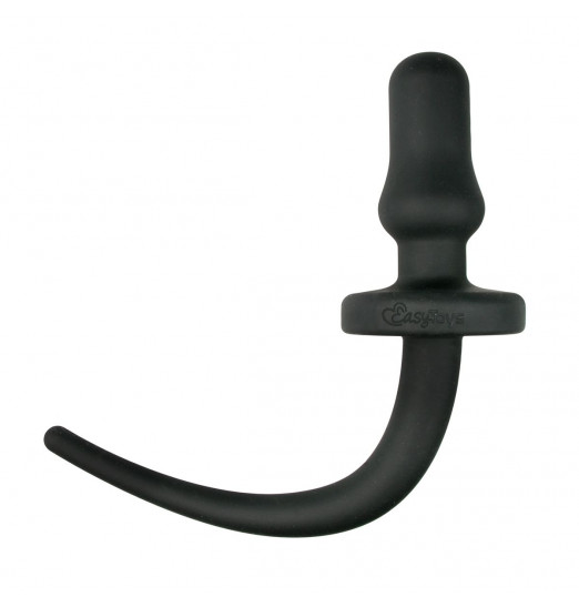 Черная анальная втулка Dog Tail Plug с хвостом