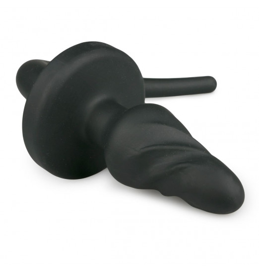 Черная витая анальная пробка Dog Tail Plug с хвостом