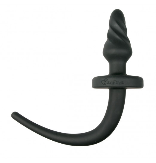Черная витая анальная пробка Dog Tail Plug с хвостом
