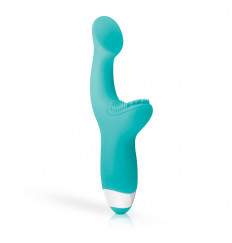 Зеленый вибратор для G-стимуляции с клиторальной щеточкой Yuki G-Spot Vibrator - 19 см.