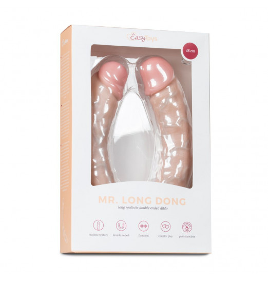 Телесный двусторонний фаллоимитатор Mr Long Dong - 48 см.