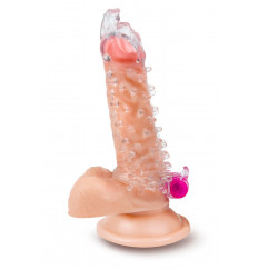 Прозрачная закрытая насадка для члена с шипами по всей длине - 12,5 см.