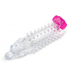 Прозрачная закрытая насадка для члена с шипами по всей длине - 12,5 см.