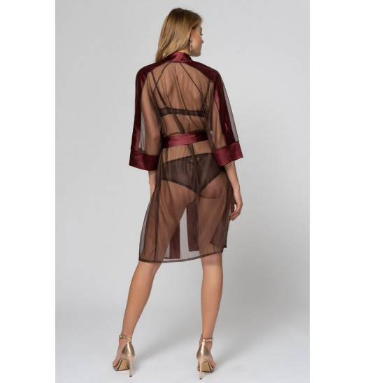 Полупрозрачный пеньюар с атласной отделкой