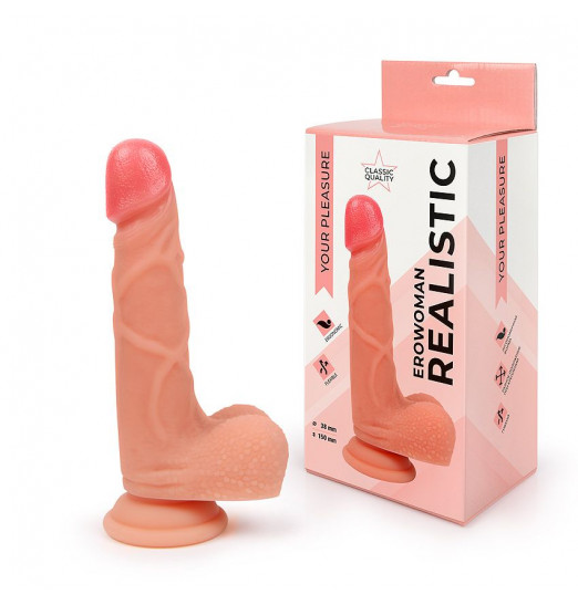 Телесный фаллоимитатор-реалистик на присоске