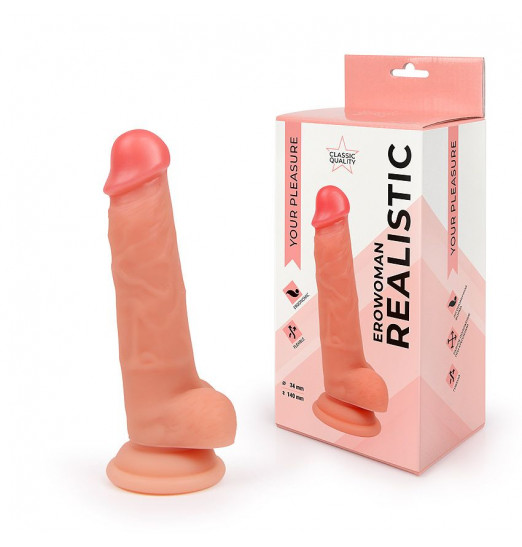 Телесный реалистичный фаллоимитатор на присоске