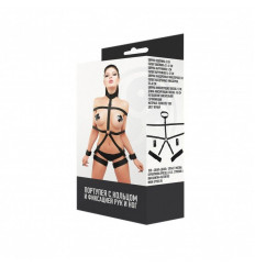 Черная портупея с кольцом и фиксацией рук и ног