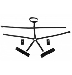 Черная портупея с кольцом и фиксацией рук и ног