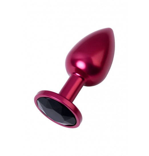 Красная анальная пробка с кристаллом черного цвета - 7,2 см.