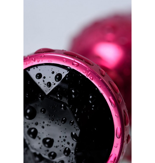 Красная анальная пробка с кристаллом черного цвета - 7,2 см.