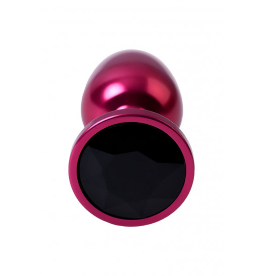 Красная анальная пробка с кристаллом черного цвета - 7,2 см.