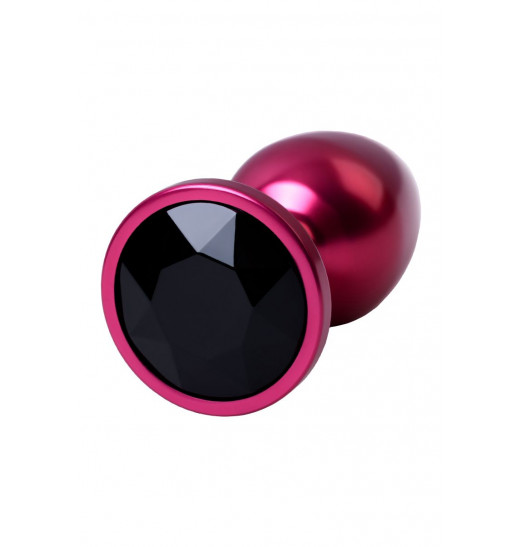 Красная анальная пробка с кристаллом черного цвета - 7,2 см.