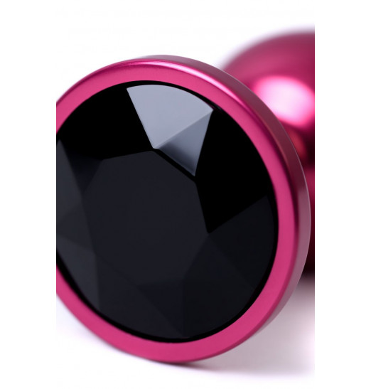 Красная анальная пробка с кристаллом черного цвета - 7,2 см.