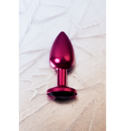 Красная анальная пробка с кристаллом черного цвета - 7,2 см.