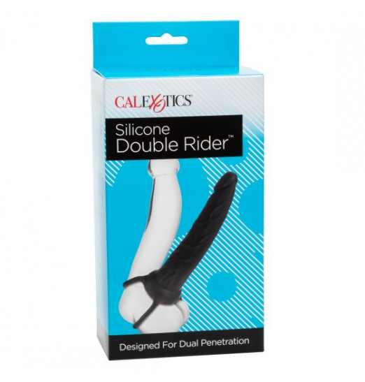 Чёрная насадка на фаллос для двойного проникновения Silicone Double Rider - 14 см. Чёрная насадка на фаллос для двойного проникновения Silicone Double Rider - 14 см.