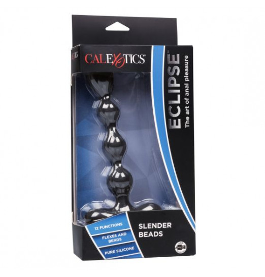 Черный анальный вибростимулятор Eclipse Slender Beads - 17,75 см.