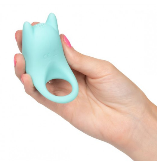 Нежно-голубое перезаряжаемое эрекционное кольцо Silicone Rechargeable Dual Exciter Enhancer