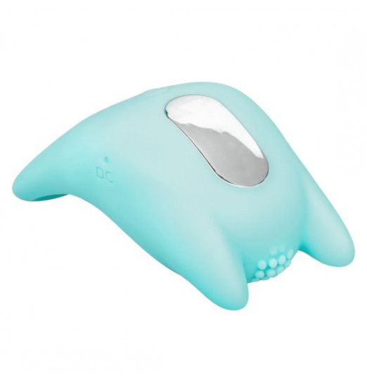 Нежно-голубое перезаряжаемое эрекционное кольцо Silicone Rechargeable Dual Exciter Enhancer