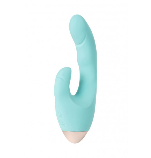 Голубой вибратор с клиторальным стимулятором CRYSTAL - 18,3 см. Голубой вибратор с клиторальным стимулятором CRYSTAL - 18,3 см.