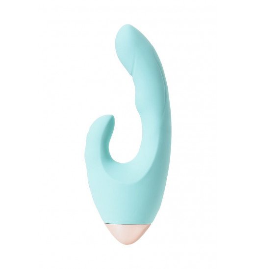 Голубой вибратор с клиторальным стимулятором CRYSTAL - 18,3 см. Голубой вибратор с клиторальным стимулятором CRYSTAL - 18,3 см.