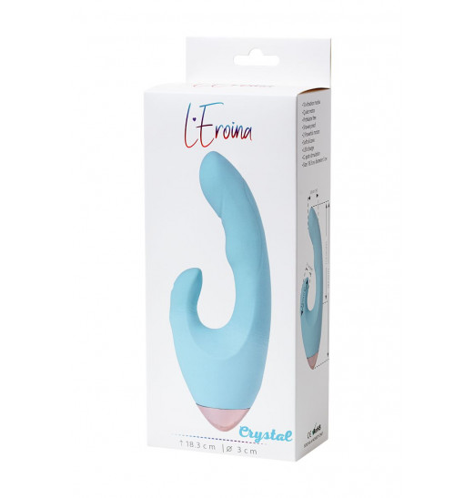Голубой вибратор с клиторальным стимулятором CRYSTAL - 18,3 см. Голубой вибратор с клиторальным стимулятором CRYSTAL - 18,3 см.