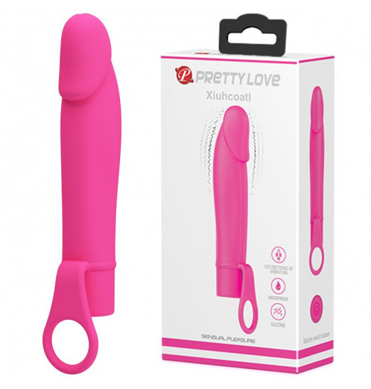 Розовый вибратор Xiuhcoatl с кольцом - 15 см. Розовый вибратор Xiuhcoatl с кольцом - 15 см.