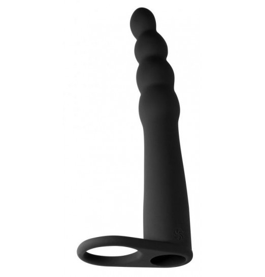 Черная вибронасадка для двойного проникновения Bramble - 16,5 см.