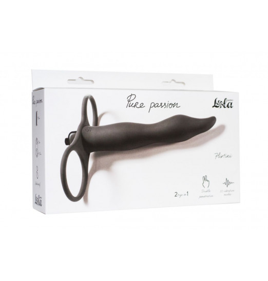 Черная вибронасадка для двойного проникновения Flirtini - 15,9 см. Черная вибронасадка для двойного проникновения Flirtini - 15,9 см.