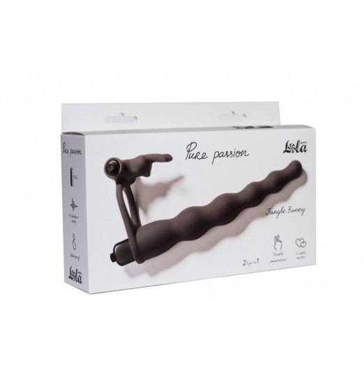 Черная вибронасадка для двойного проникновения Jungle Bunny - 17 см. Черная вибронасадка для двойного проникновения Jungle Bunny - 17 см.