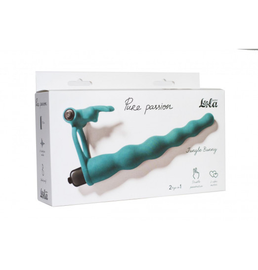 Зеленая вибронасадка для двойного проникновения Jungle Bunny - 17 см. Зеленая вибронасадка для двойного проникновения Jungle Bunny - 17 см.