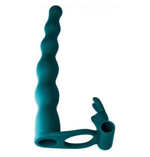 Зеленая вибронасадка для двойного проникновения Jungle Bunny - 17 см. Зеленая вибронасадка для двойного проникновения Jungle Bunny - 17 см.