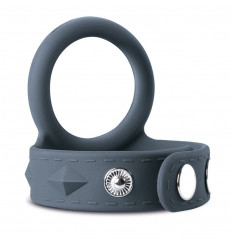 Темно-серое эрекционное кольцо с утяжкой для мошонки - размер L