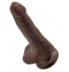 Коричневый фаллоимитатор с мошонкой и присоской 6  Cock with Balls - 17,8 см.