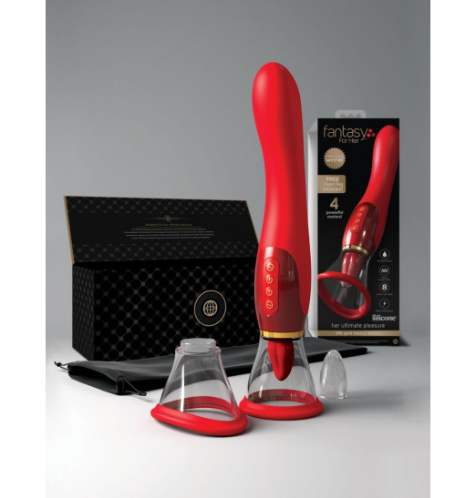 Красный двухсторонний вибростимулятор Ultimate Pleasure 24K Gold Luxury Edition - 25 см. Красный двухсторонний вибростимулятор Ultimate Pleasure 24K Gold Luxury Edition - 25 см.