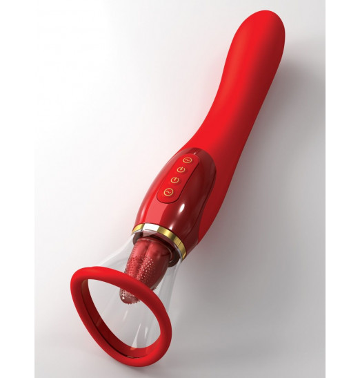 Красный двухсторонний вибростимулятор Ultimate Pleasure 24K Gold Luxury Edition - 25 см. Красный двухсторонний вибростимулятор Ultimate Pleasure 24K Gold Luxury Edition - 25 см.