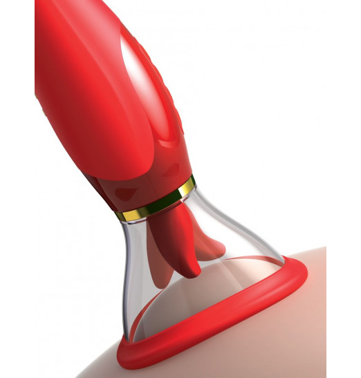 Красный двухсторонний вибростимулятор Ultimate Pleasure 24K Gold Luxury Edition - 25 см. Красный двухсторонний вибростимулятор Ultimate Pleasure 24K Gold Luxury Edition - 25 см.