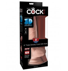 Телесный фаллоимитатор на присоске 8  Triple Density Fat Cock with Balls  - 24,1 см.