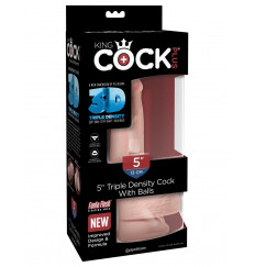 Телесный фаллоимитатор на присоске 5  Triple Density Cock with Balls - 17,78 см.