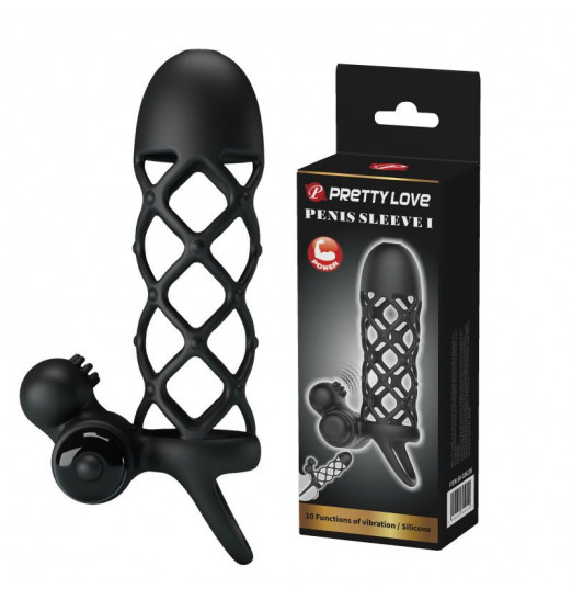 Черная насадка-сетка на пенис Penis Sleeve I - 13,5 см.